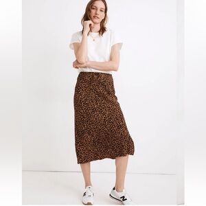 Madewell Leopard Print Drawstring Midi Skirt